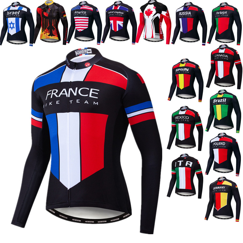 Mountain Biking France - Frankreich Herren Radtrikot Langarm Bike Shirt