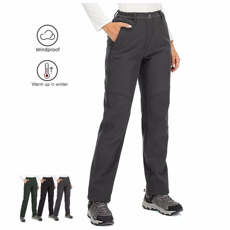 Mountain Biking Pants Women - Winter-Winddichte Thermohose für Damen, warme Fleece-Innenhose